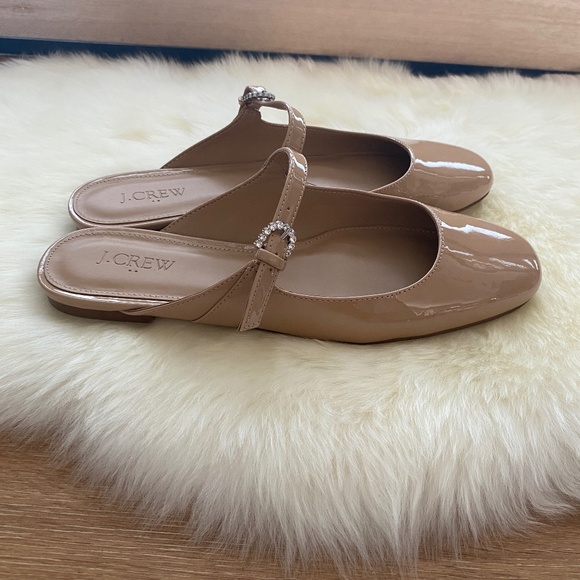 Shoes - J Crew Mary Jane Mules Crystal Buckle Embellished